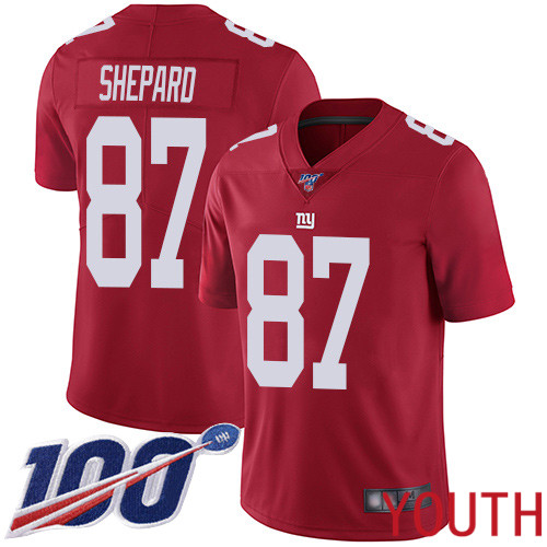 Youth New York Giants #87 Sterling Shepard Red Limited Red Inverted Legend 100th Season Football NFL Jersey